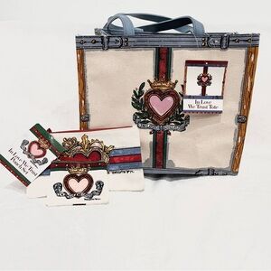 Brighton 2019 "In Love We Trust" 3pc Canvas Tote Bag & 2 Matching Pouch …